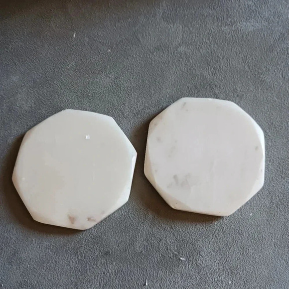 Octagon marble coasters set of 2 beige - Picture 1 of 2